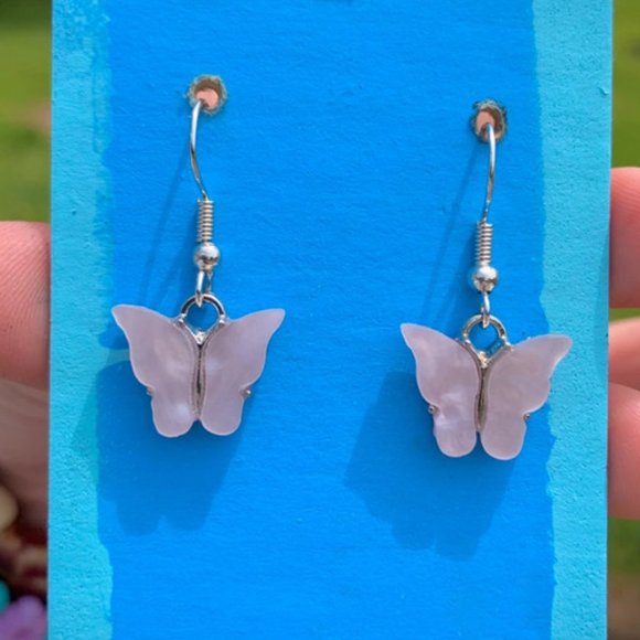 Pink butterfly earrings - Picture 2 of 2